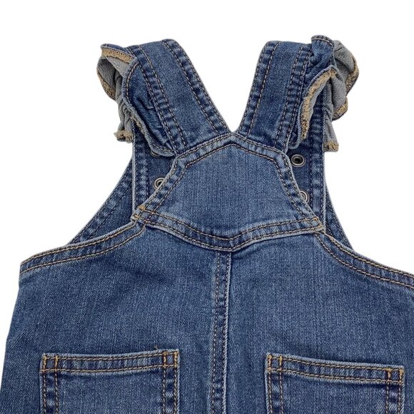 Carter's Baby Girl Overalls 3M Bib Pocket Floral Ruffle Snap Closure Denim Blue - Picture 14 of 16